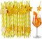 Yellow And White Paper Straws, Pack of 100 Disposable Yellow Striped Cockatil Drinking Straw for Cake Pop Sticks, Anniversary, Birthday Party Supplies